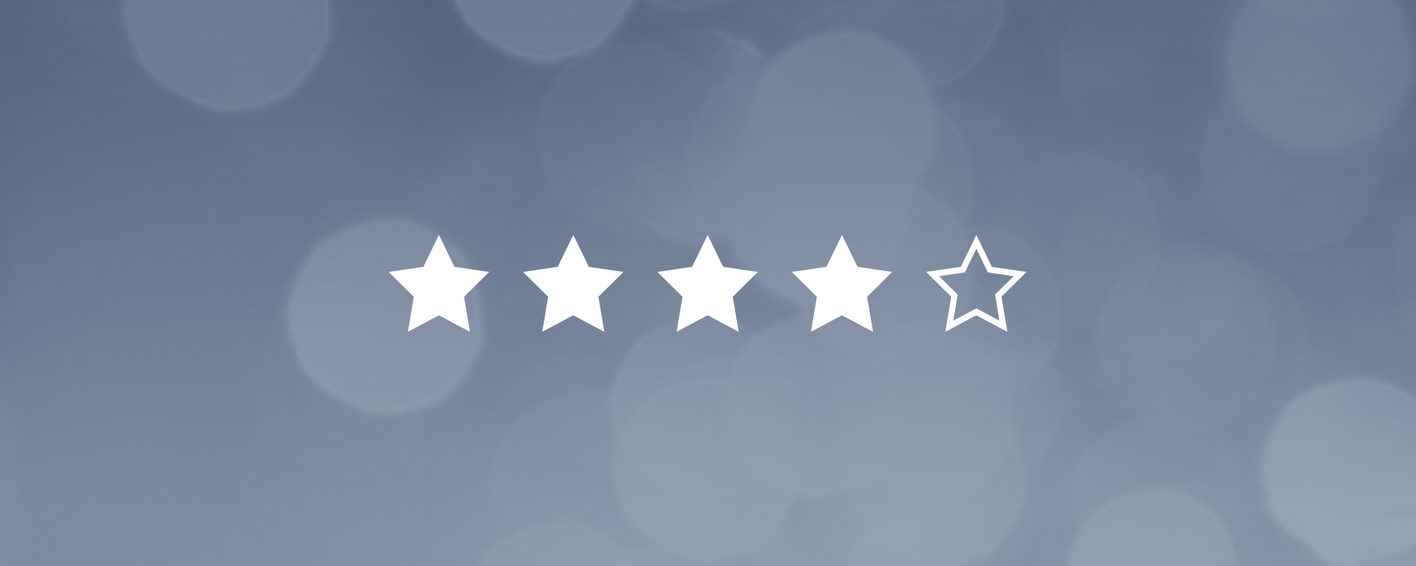 Four stars with solid fill and a fifth open star, meant to show a four-star rating