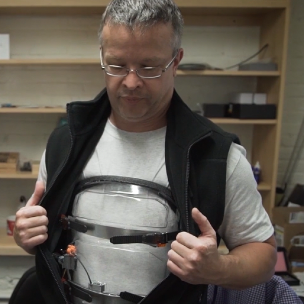 Person wearing AIR-AD vest