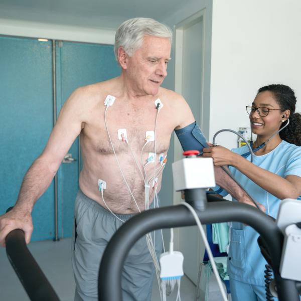 Patient in cardiac rehab program