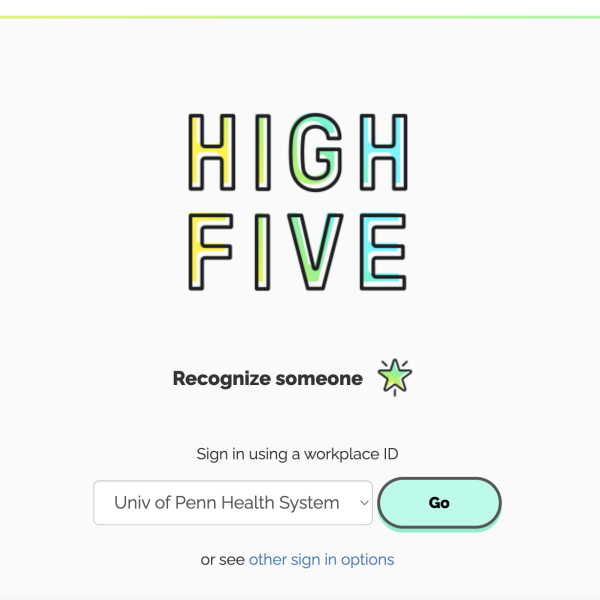 High Five sign-in screen